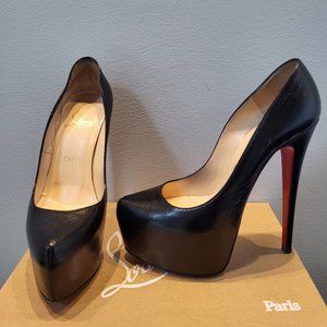 Christian Louboutin "Daffodile 160" black calf graine high heel pumps